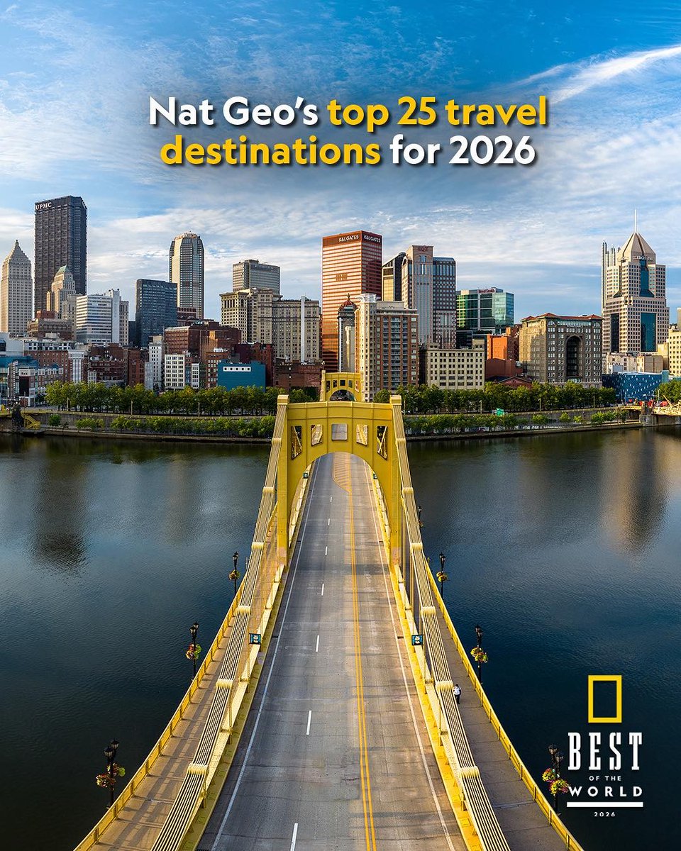 As the world looks to Pennsylvania for America’s 250th birthday, <a href="/NatGeo/">National Geographic</a> has named Pittsburgh one of the Best Places in the World to Travel in 2026—the only U.S. city on the list. A celebration of our culture, creativity, and spirit. #VisitPA #PAProud

ow.ly/lsVv50Xo5E7