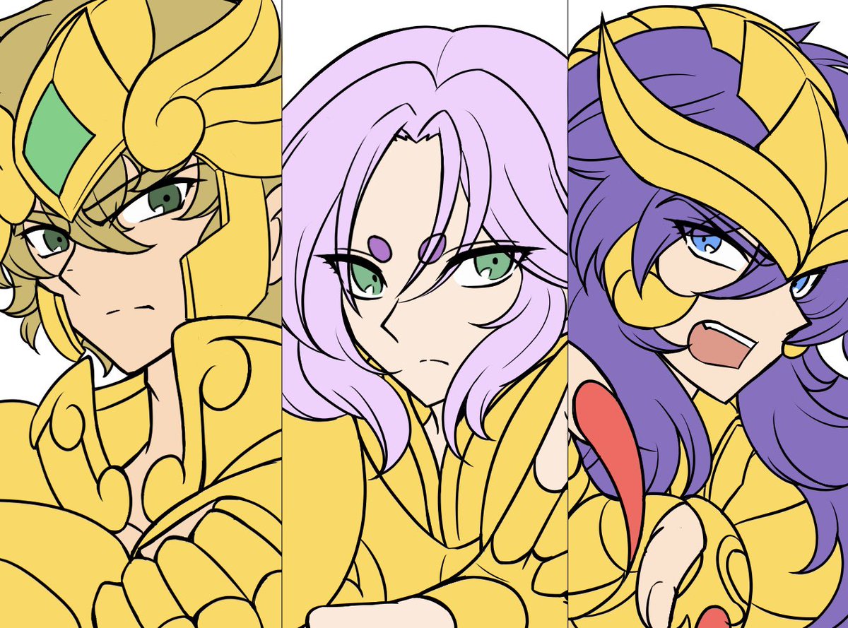 聖闘士星矢らくがき
アイオリア、ムウ、ミロ
♌️♈️♏️

冥衣アテナ！組を慟哭っていうらしいってのは知ってるんだけどこのトリオってなんか呼び方あるんですかね