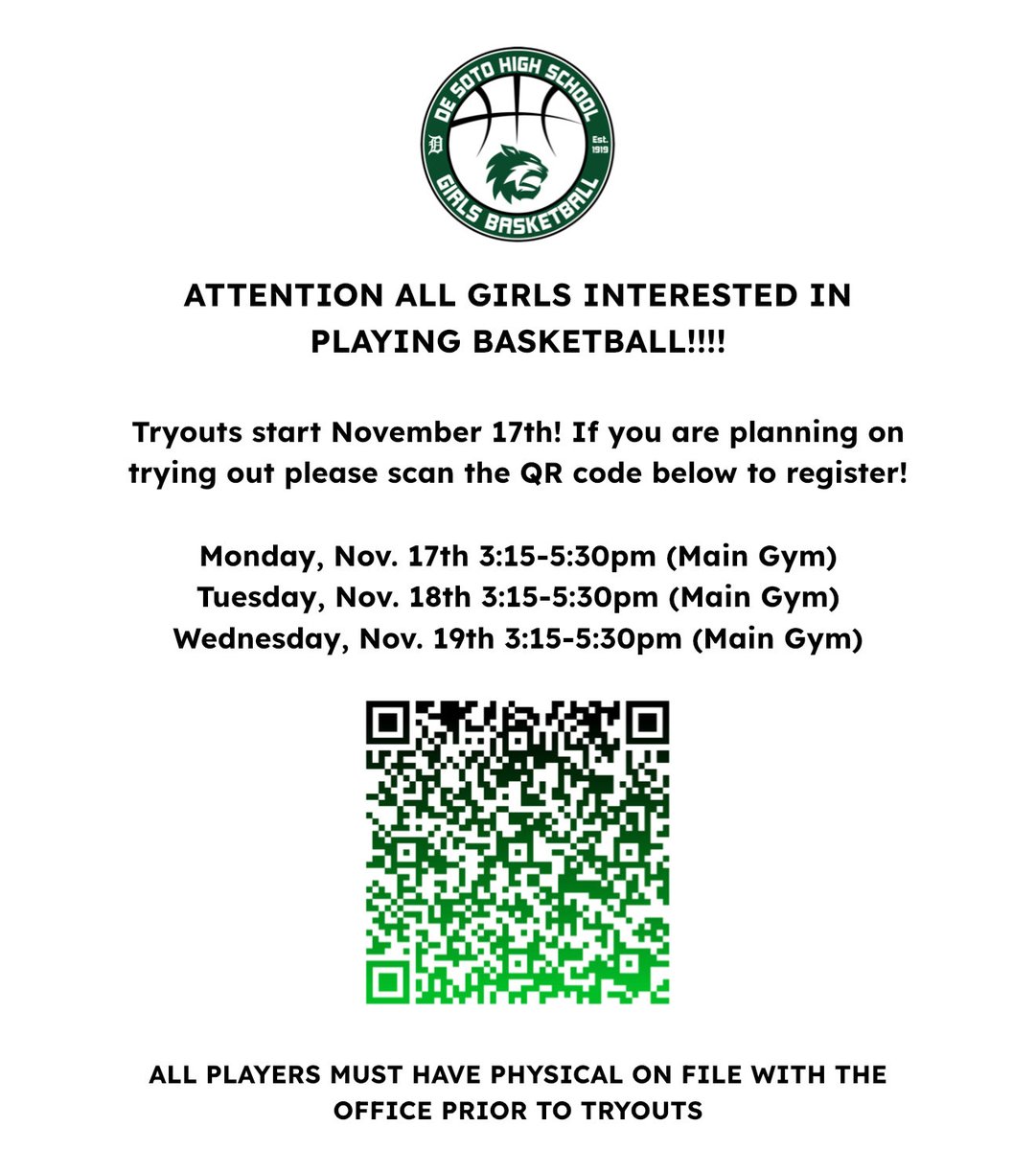 Just over a week away from getting the season underway! Get registered if you plan on trying out!