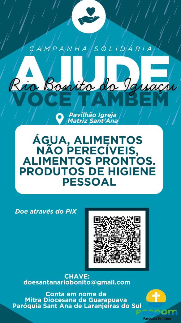 IsaProvin's tweet image. Pessoal, os feridos e desabrigados vieram aqui pra Laranjeiras do Sul (cidade vizinha), a maioria das famílias perdeu TUDO que tinha, é muito desesperador ver as pessoas passando por isso. Quem quiser e puder ajudar, esse é o pix da Paróquia Sant’Ana