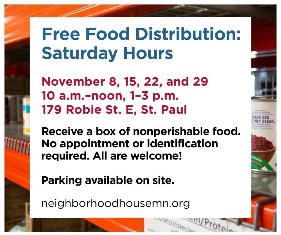 TODAY: Neighborhood House is officering Saturday grocery pick-up events where families can get a FREE box of nonperishable food. All are welcome and no appointment needed.

📍 Neighborhood House, 179 Robie Street East
🗓️ November 8, 15, 22, 29
⏰ 10 a.m.-12 p.m.; 1-3 p.m.