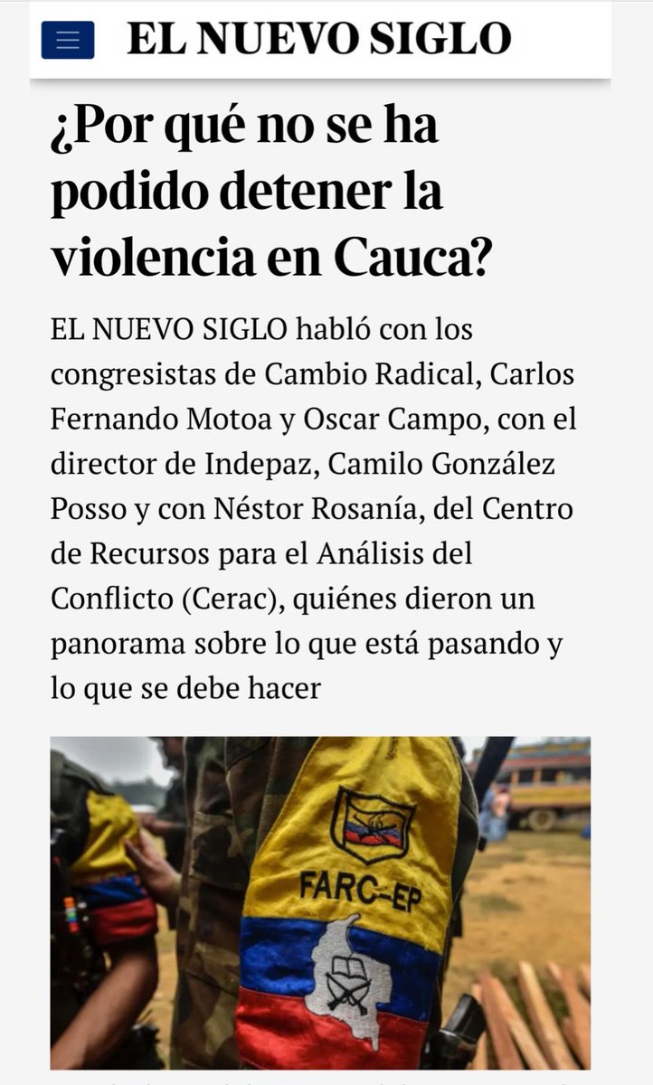 senadormotoa's tweet image. En entrevista con @ElNuevoSiglo expliqué las causas detrás de la inseguridad y la violencia en el departamento del Cauca, donde la #PazTotal, una equivocada política contra el narcotráfico y el incumplimiento de varias promesas en materia de servicios básicos, fueron el caldo de