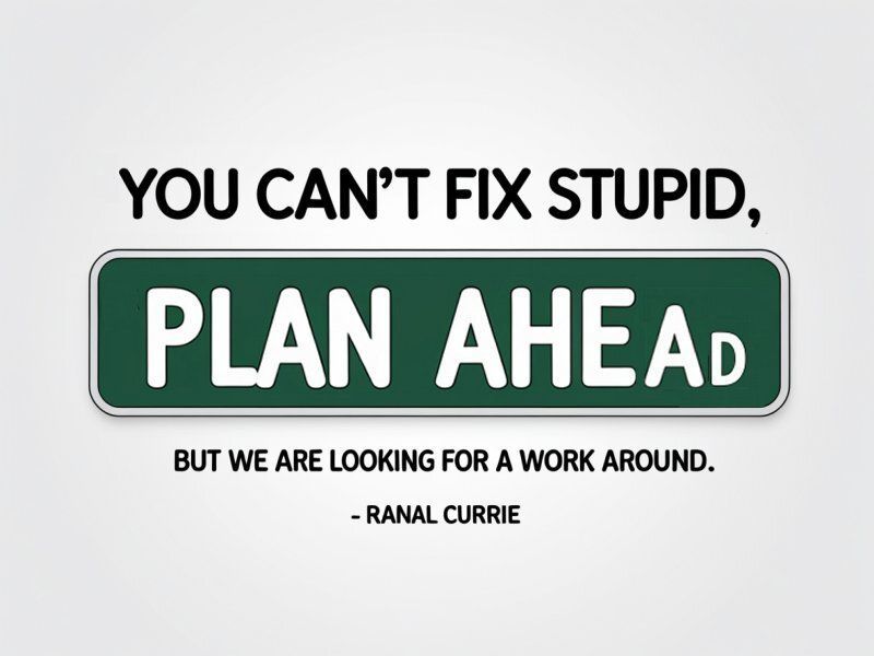 Ranal55's tweet photo. You can't fix stupid, but we are looking for a work around.
 
#quote #quotesmith55 #stupidity #WorkAround #SaturdaySunshine https://t.co/8dhYFPn9YW
