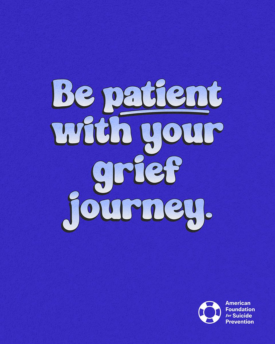 Give yourself grace and trust that healing takes time. ⏳💙

Join a #SurvivorDay event in your community where survivors of suicide loss come together to find connection, understanding, and hope through their shared experience.

Register at afsp.org/survivorday.