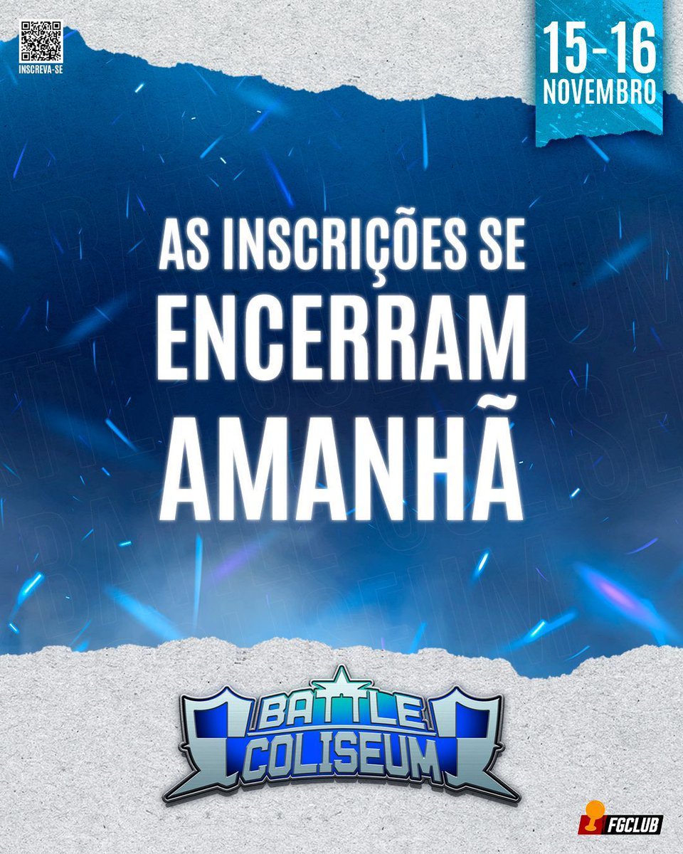 Faltam 2 dias

HOJE e amanhã só!  Domingo às 23h59 é o último tic do relógio.
Última chamada pros corajosos.
Se tá dentro, é agora a hora de mostrar.
#BattleColiseum2025 

🏛️ Nikkey Palace Hotel
Rua Galvão Bueno, 425

📅 15 e 16 de Novembro
⏳ Portões abertos a partir das 9h30