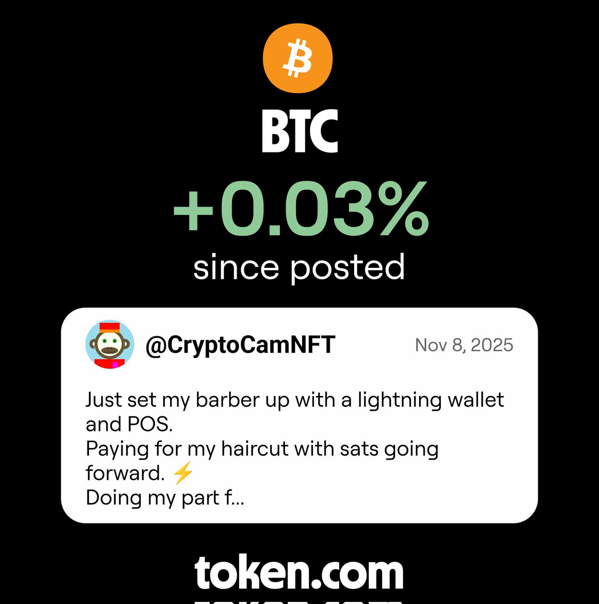 illworkforelove's tweet image. Picked up some $token, can&apos;t go wrong with the OG BTC either...#stackingsats

BTC is up 0.03% since @CryptoCamNFT called it. Trade it on token.com/ref/0sle8caz