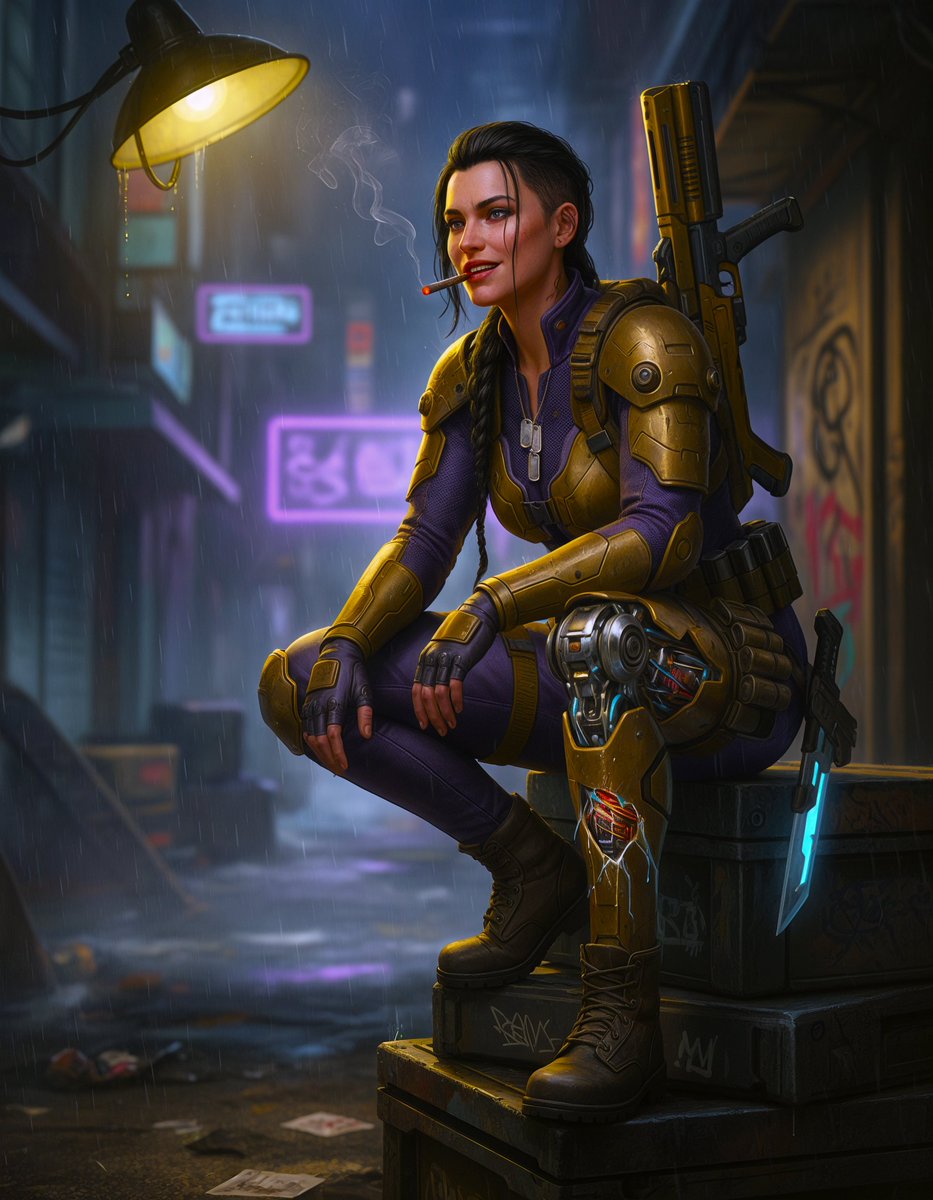QT Gold and Purple 💛💜

No backup. No command. No promises.
Just Sera Kinloch, a busted leg full of wires, and a city dumb enough to think she’s slowing down.