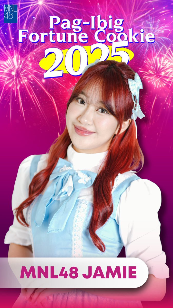 Pakitang swerte of your Oshi through your votes! 🥠

vote MNL48 JAMIE
⤷  tinyurl.com/FortuneCookie2…
⤷ vt.tiktok.com/ZSHcnWe7LYftd-…

Malay mo si "JAMIE" naman ang papalarin sa huli! 💖

PFC 2025 CAMPAIGN DAY 1
#PagIbigFortuneCookie2025
<a href="/mnl48official/">MNL48</a>