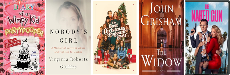 This week the Topsfield Town Library has 122 new books and two new movies.  New items include Partypooper, Nobody's Girl, The Best Christmas Pageant Ever, The Widow, The Naked Gun, The Black Wolf, The Proving Ground, and Separation of Church and Hate. wowbrary.org/nu.aspx?p=9229…