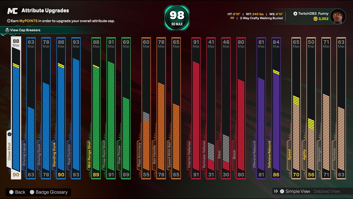 db2_funny's tweet image. 6’10 PF 2 Way Crafty Walking Bucket 
#2k26 #2kgameplay #2kbuilds