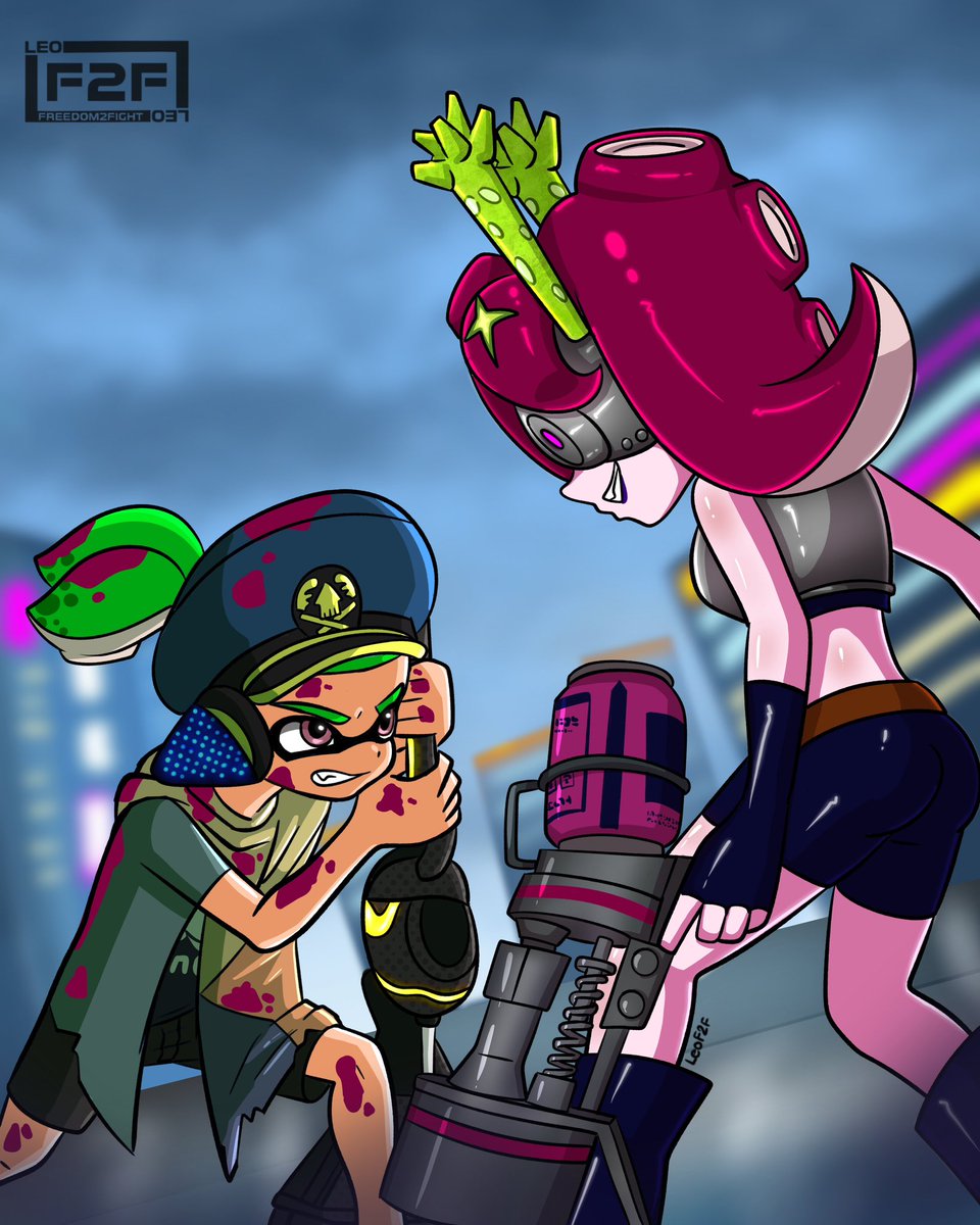 LeoF2F's tweet image. Commission for cranxerz(bsky)
#Splatoon #SplatoonArt