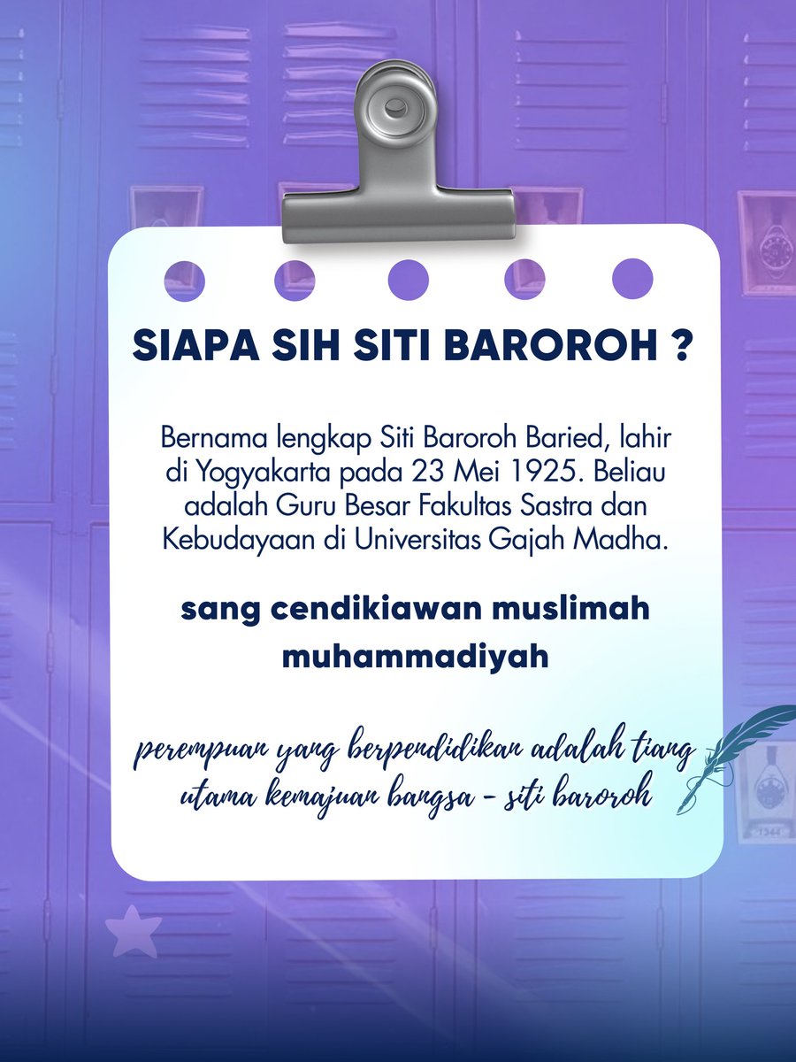 immfik_ums's tweet photo. Assalamu'alaikum warahmatullahi wabarakatuh

✨️Yuk, kenali lebih dalam Siti Baroroh Baried✨️

Siti Baroroh Baried, sang cendekiawan Muslimah Muhammadiyah yang menginspirasi

Wassalamualaikum warrahmatullahi wabarakatuh https://t.co/rKq7wpLPyh