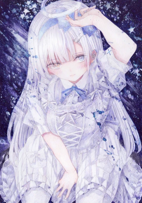 天使みたい #オリジナル #アナログ #色鉛筆 #透明水彩