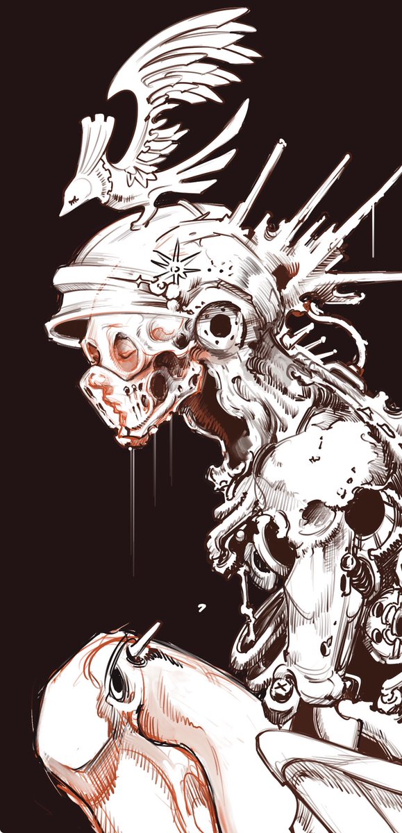 meta_meta_a's tweet photo. A shroud of Seraph/ 皮膜
(Seraphim series)🪽🖤☠️🐦

It is cold here.
I was on the verge of decay.
Yet still, I live.

#OC #originalcharacter #creature #creaturedesign #characterdesign #fantasy #darkart #myart #illustration #wip https://t.co/H7Qe5i3xEl
