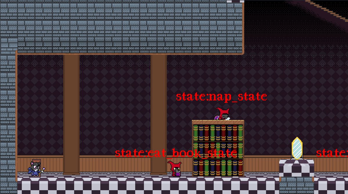 GuacGameDev's tweet image. Started work on the opening cutscene. It&apos;s so much work I feel like I need to code myself a nap state. 

#screenshotsaturday #indiegame #solodev #Metroidvania #pixelart #gamedev #indie #indiedev #platformer #Godot #gamedevelopment #CattoChateau #cat #ghost