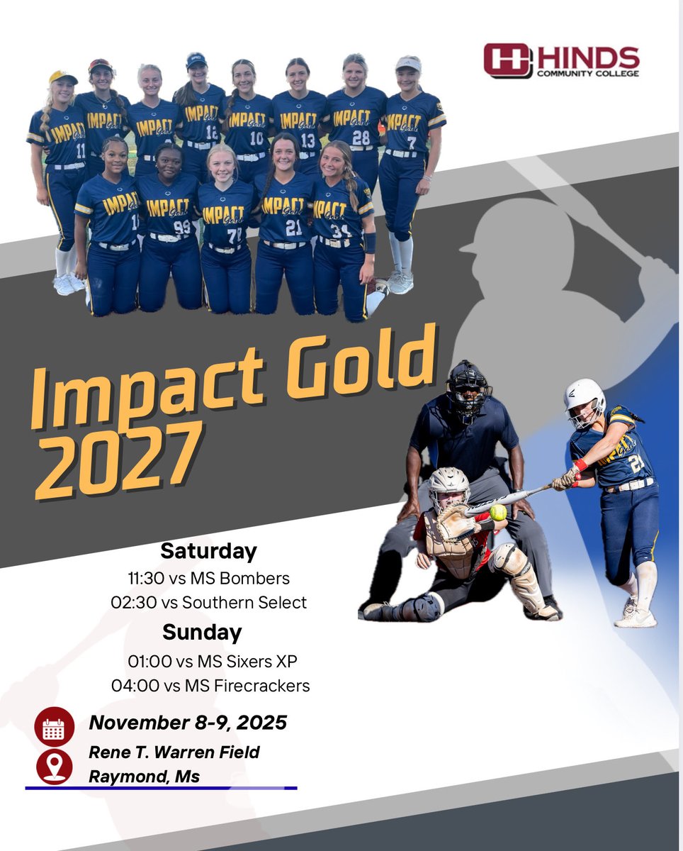 Thank you <a href="/HindsCC_SB/">Hinds CC Softball</a> for an opportunity to compete today.  We can’t wait to get on the field.  Great program and coaching staff at Hinds! #goldblooded