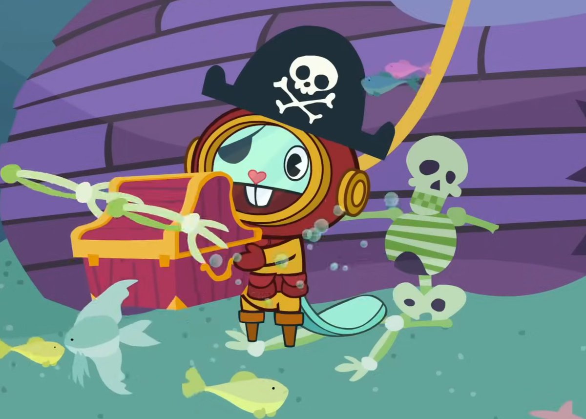 Did you ever noticed there an human skeleton in the episode of Happy Tree Friends Sea What I Found?