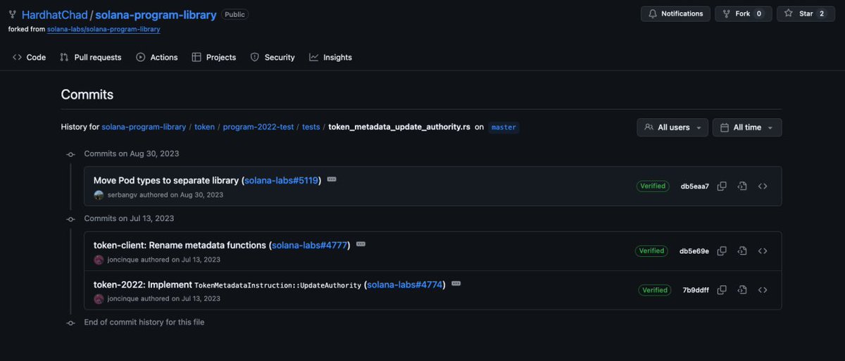 bombinioffc's tweet photo. If you go to history of commits in HardhatChad(ORE's dev)/solana-program-library you will see that he added file(token_metadata_update_authority.rs) which contains info of $Mine coin 

Commit: https://t.co/igHOwtvcKZ https://t.co/zObIh05S5F