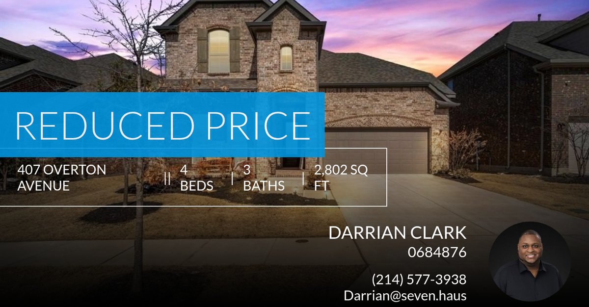 dclarktx85's tweet photo. 📍 Reduced Price 📍 This recently reduced home at 407 Overton Avenue in Celina won't last long, so, don't wait to set up a showing! Reach out here or at (214) 577-3938 for more information! https://t.co/Q79RGQ2Nar https://t.co/gP2M24Ab3o