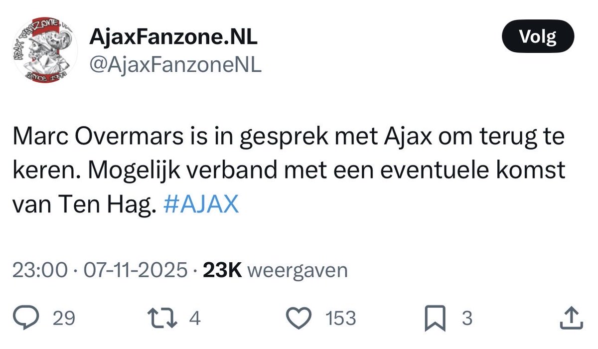 shivadewinter's tweet photo. Zeg me dat het gerucht over Overmars niet waar is… of juist wél.
Want als Ajax hem écht terughaalt, zou dat de eerste verstandige zet in járen zijn.
Dan lijkt er eindelijk weer visie te bestaan. #Ajax #Overmars #TenHag https://t.co/kG0gcQuvIj
