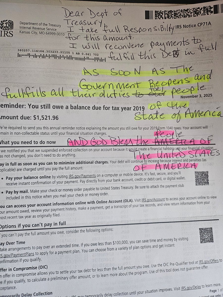 mommitta01's tweet photo. I received a notice to pay my taxes. I Protest and sent them this, as thousands of children are starving today https://t.co/z4Gb2HV7hT