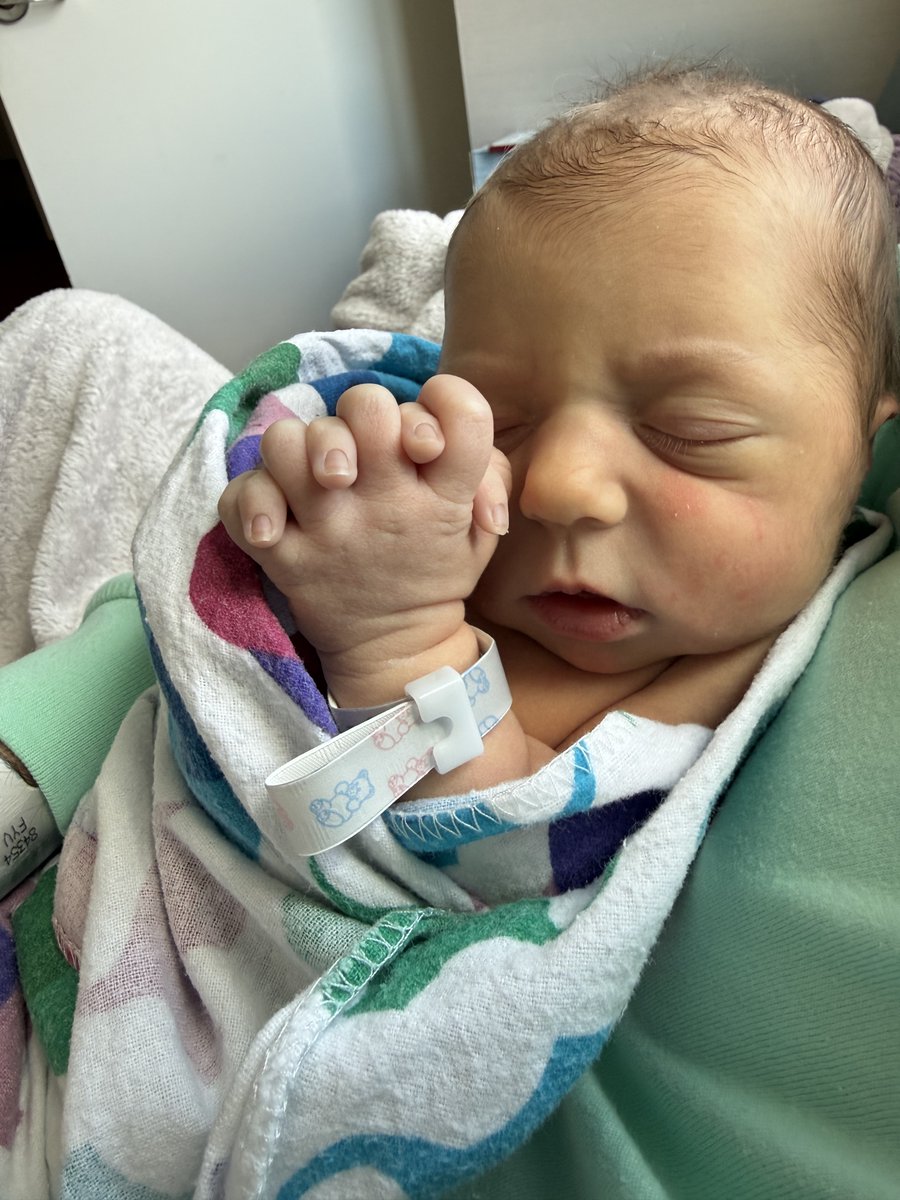 therealFineArt's tweet photo. There is a GOD, my niece who goes to mass daily just had her first child. Day 1 her daughter asleep in hospital in prayer position.  God is Good. https://t.co/pZ6xWc4QeU