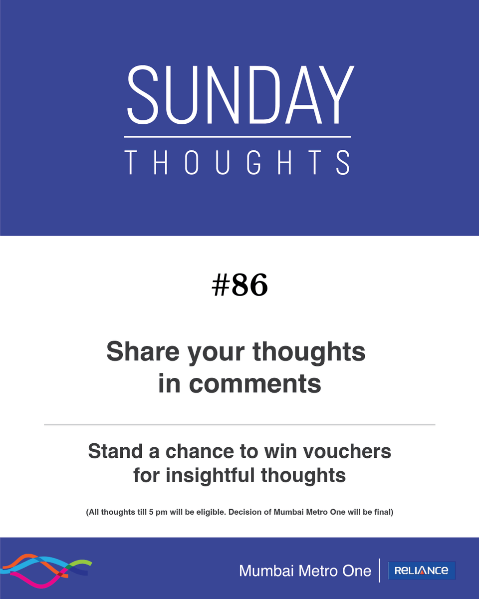 It’s #SundayThoughts! Here's an opportunity for you to win big by sharing your thoughts.

#Voucher #ContestAlert #mumbaimetro