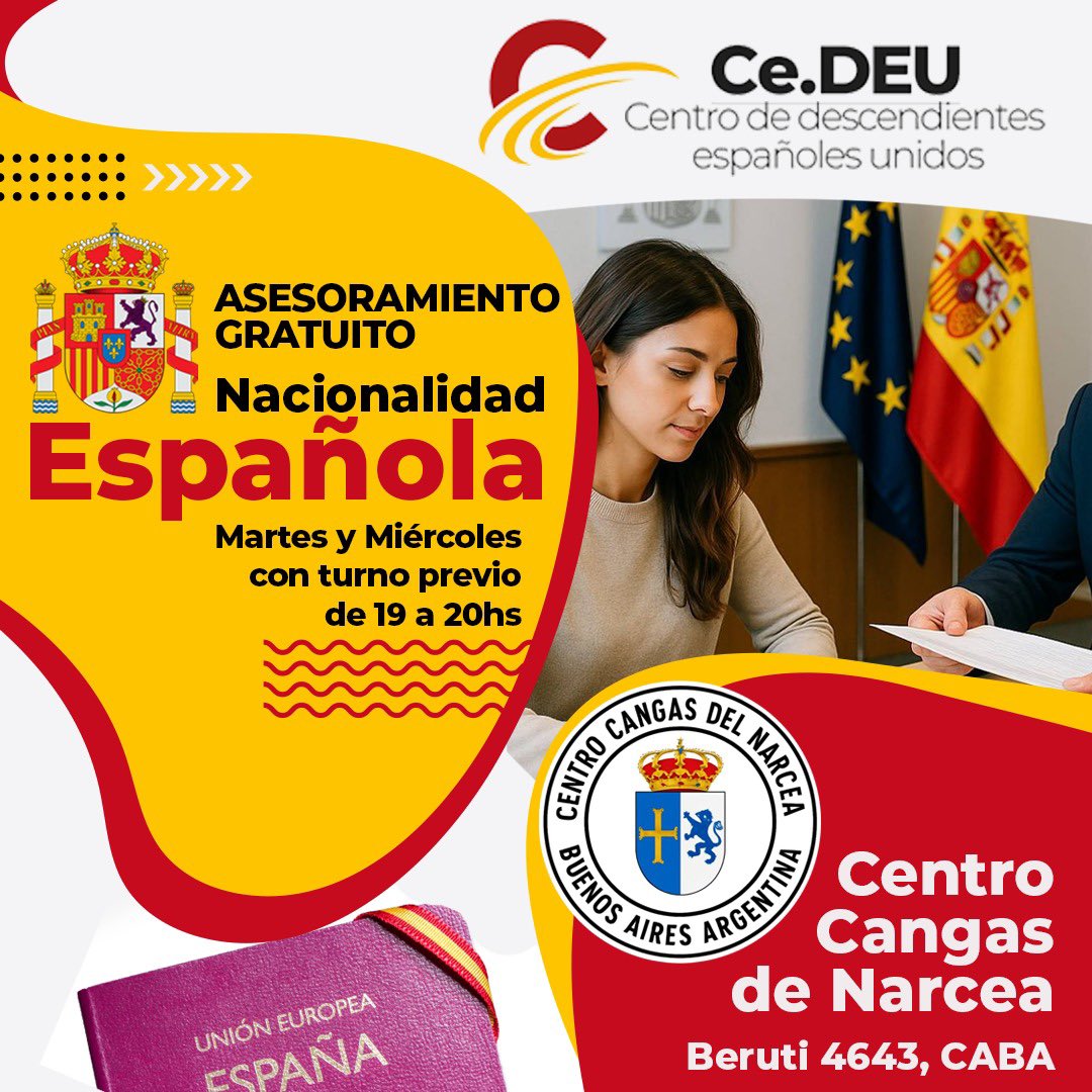 Seguiremos atendiendo gratis y de ❤️ , hasta que el último expediente de nacionalidad por ley de memoria democrática sea presentado . Los esperamos en Centro Cangas de Narcea 
 con turno previo 🌎🇪🇸👇🏻

darturnos.com/TurnosCedeu/47…