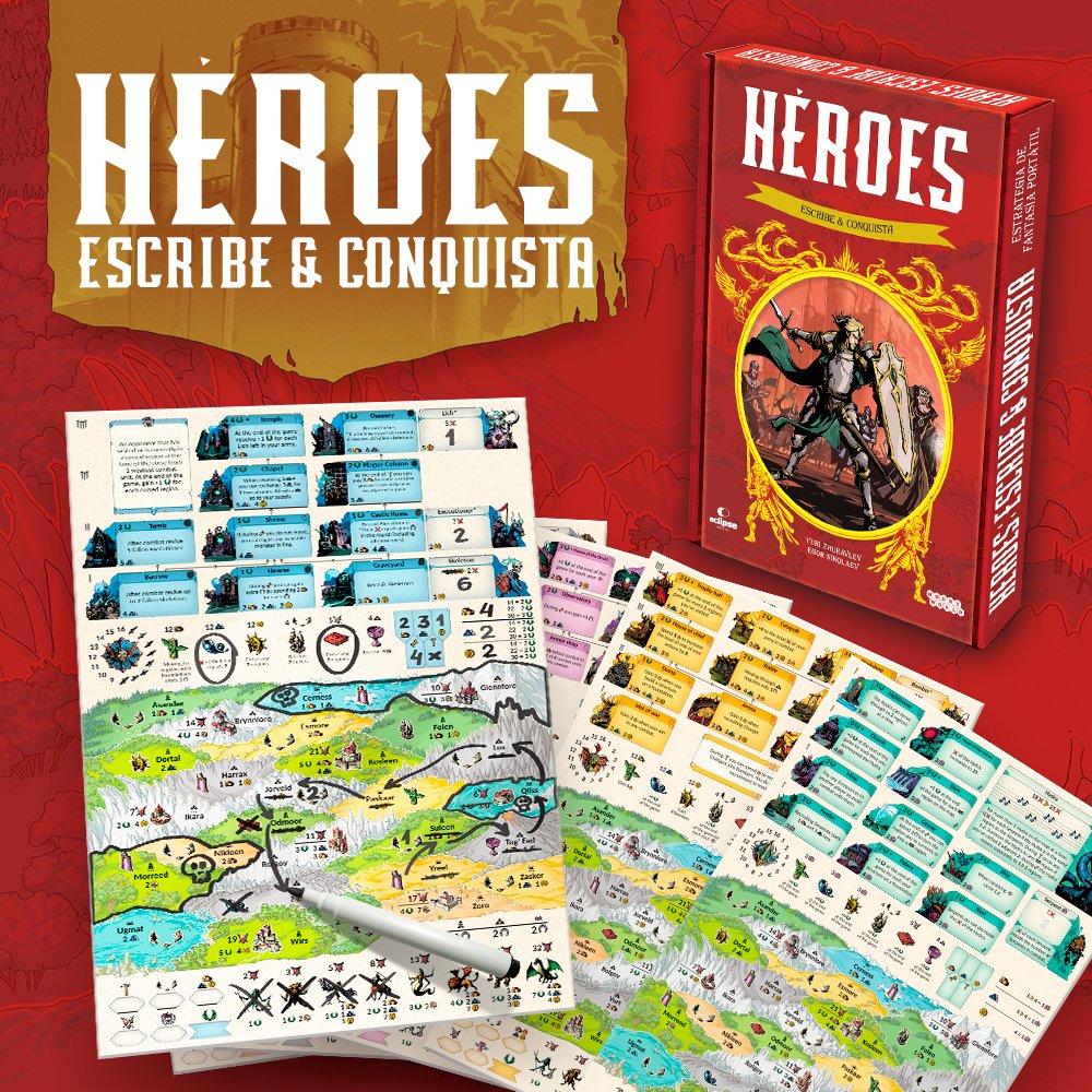 EclipseEditoria's tweet image. Héroes – Escribe y Conquista
¡No solo es conquista! 🌟
Avanza, busca artefactos poderosos y enfréntate a monstruos... ¡o a tus amigos! 😈
Estrategia y combates en tu mesa ⚔
kickandgo.net/heroes-write-a…
¿Quieres ver una partida?
youtu.be/rv2uAGQ3P00?si…