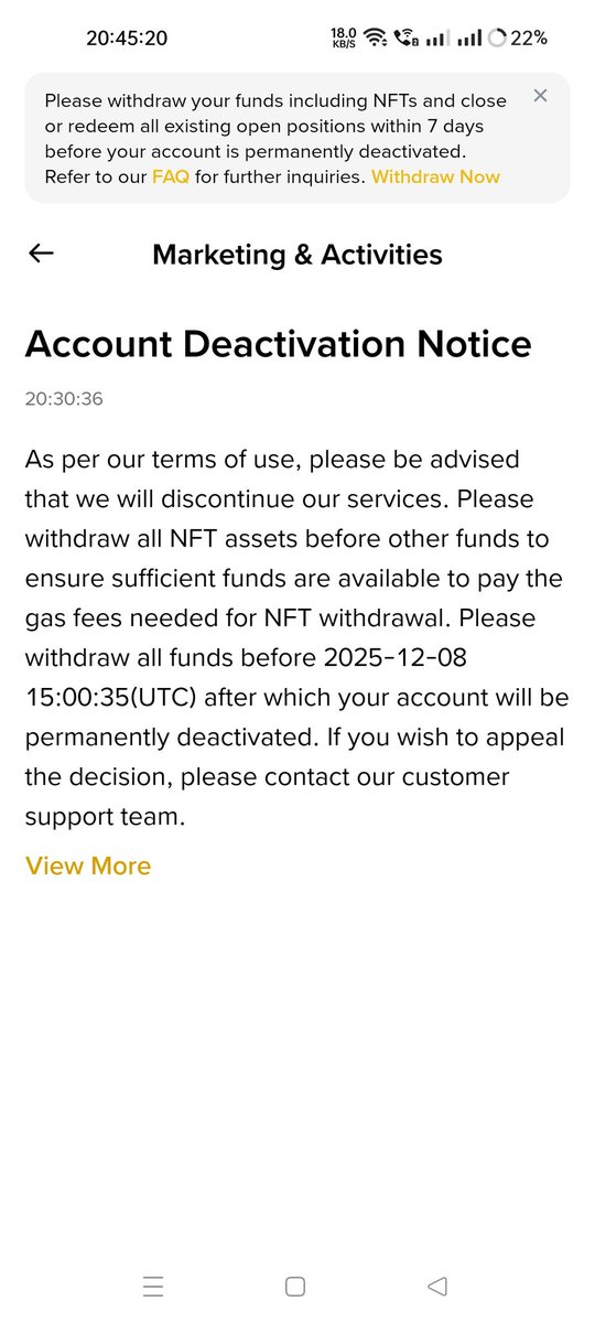 DeepakTalkYT's tweet photo. @BinanceWallet  @cz_binance 
@SEBI_India @FinMinIndia 
Binance has given me a notice my account will be permanently suspended in 7 days and withdraw all assets but my withdrawal function is suspended. Actually binance wants my assets to take over. #BanBinanceIndia #binance #BTC https://t.co/rwwc4d1VyH
