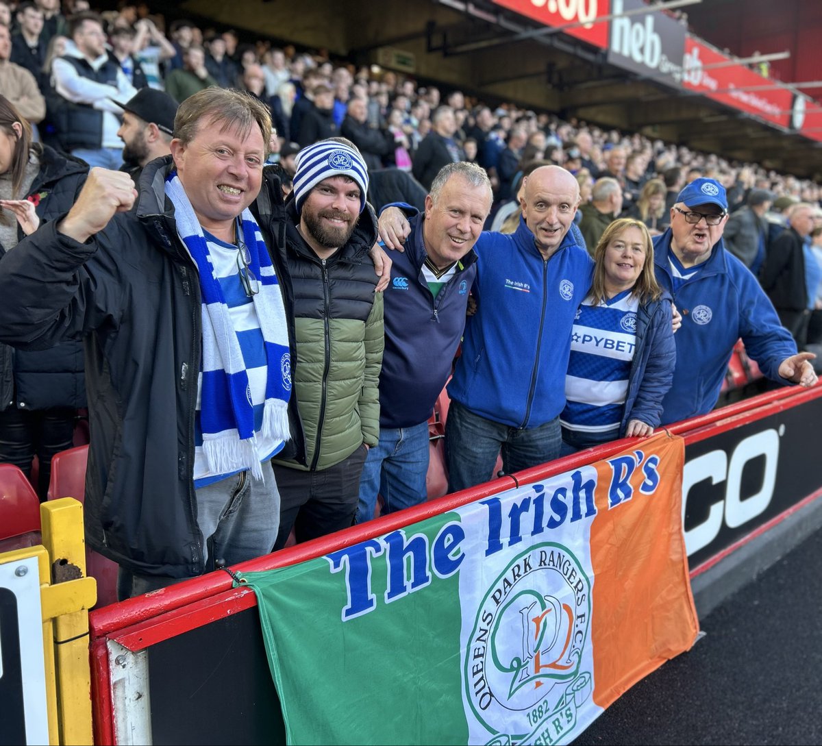 <a href="/QPR/">QPR FC</a> <a href="/Qprireland/">IrishRs(Superhoops)</a> <a href="/IrishQpr/">QPR IRISH</a> 
Top turn out from the Irish Rs faithful at <a href="/SheffieldUnited/">Sheffield United</a> 
URRRs 🇮🇪🔵⚪️🔵⚪️🇮🇪