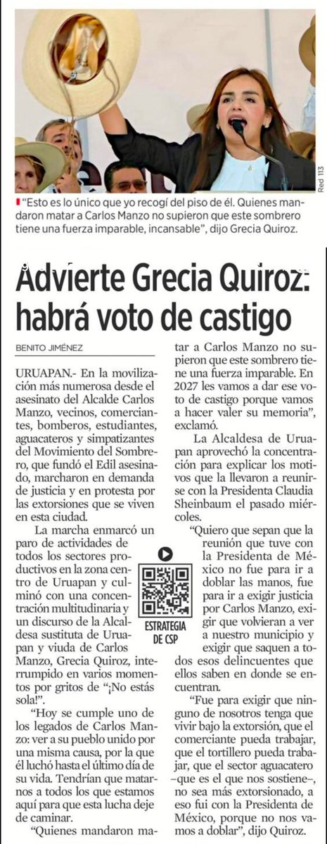 Claudia Sheinbaum ya tomó partido.

Cuando dijo que NO habrá guerra contra los narcos.

¡ TODO QUEDÓ CLARO !

No lloren después cuando les desaparezcan o asesinen a algún ser querido.

Grecia Quiroz cuenta con todo mi apoyo..

¿Están de acuerdo?