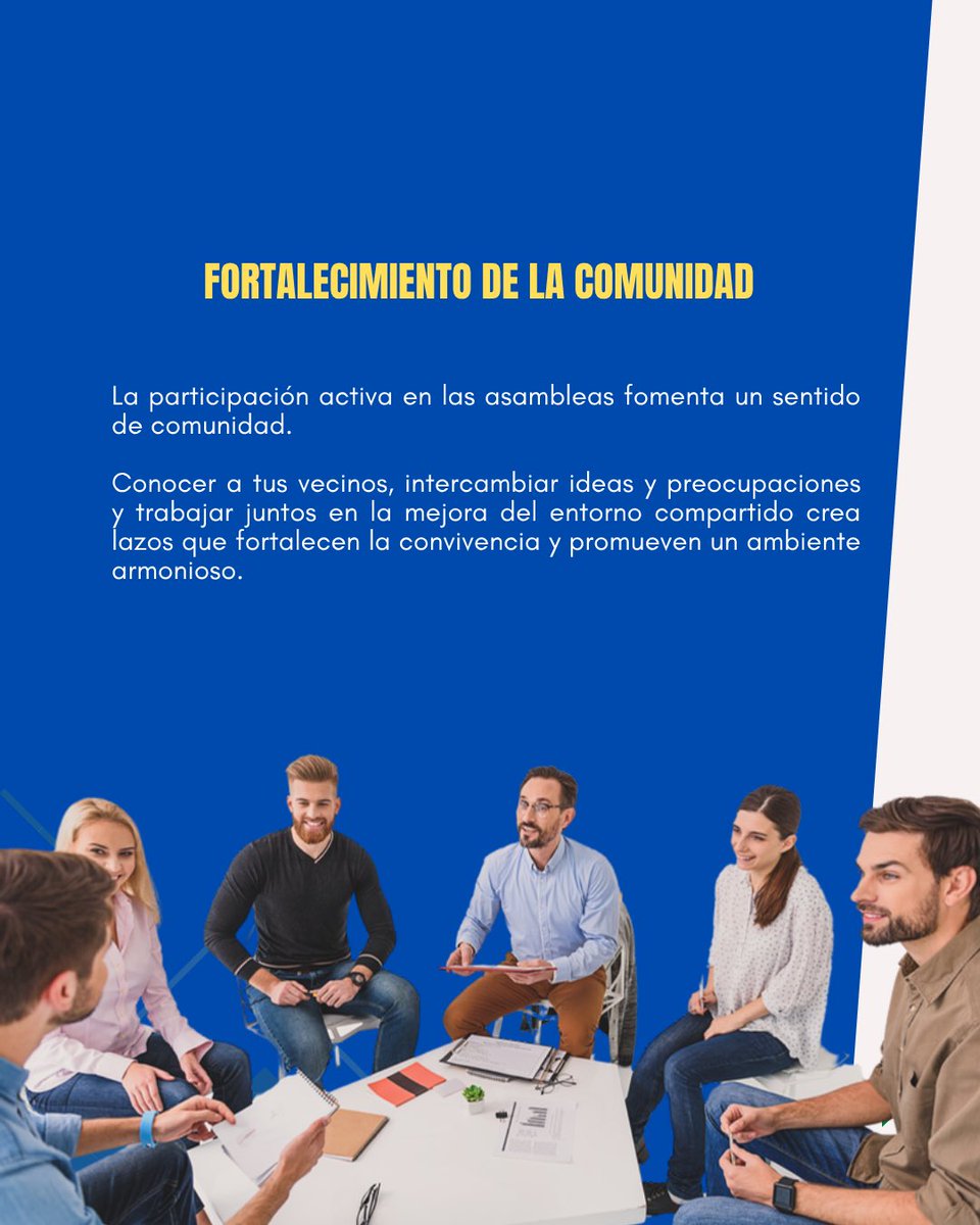 La participación en la asamblea de copropietarios es esencial para el buen funcionamiento y la mejora continua del condominio. Cada voz cuenta y cada voto puede marcar la diferencia.