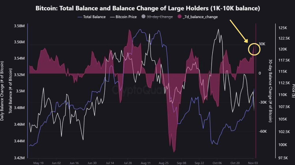 Balinalar bu hafta 30.000 den fazla Bitcoin aldı. Son günlerdeki hoşuma giden en önemli veri. Al benim takip ettiğim kritik bazı veriler ayı piyasasına girmiş olabileceğimiz gösteriyor.  1-2 veri ise biraz daha zaman var diyor.  #btc #bitcoin