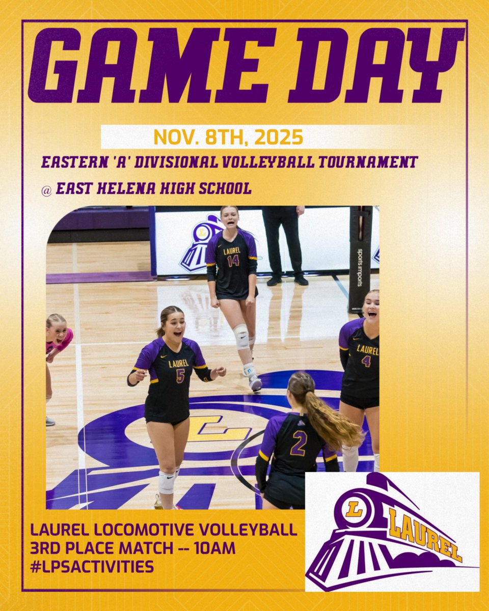 Good Luck Locomotive Volleyball @ Eastern 'A' Divisional Volleyball 3rd place match @ 10AM Saturday Nov. 8th. Go Locomotives! #lpsactivities