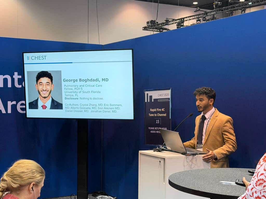 USF/TGH PCCSM fellows taking the stage during chest ! Way to go USF PCCSM !!