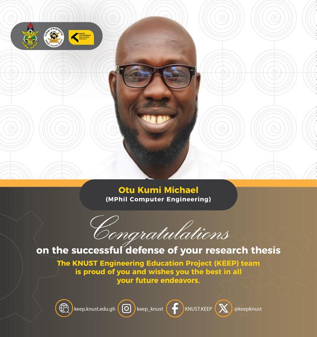 the_ACEProject's tweet image. Big congrats to these @KEEP_KNUST graduates
Vitah Ansah (Mechanical Engineering), Papa Kumah (Renewable Energy Technologies), &amp;amp; Otu Michael (Computer Engineering) are making strides in their fields
tinyurl.com/2v6cdxk6

tinyurl.com/yywrj2ey
#ACEImpact