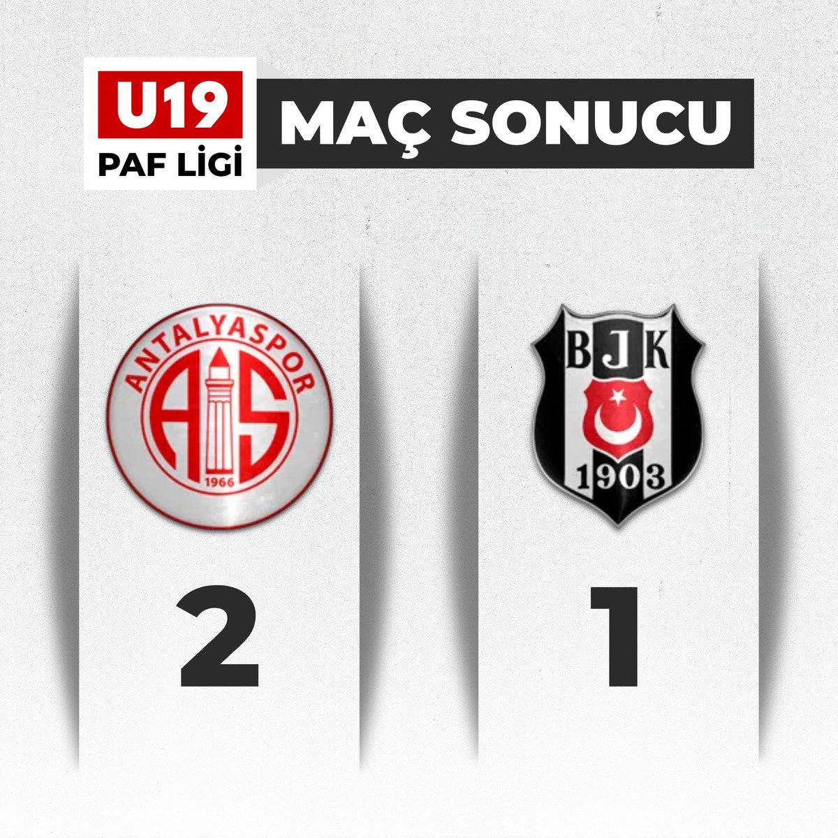 tektiklaAS's tweet photo. 🔴 U19 PAF Ligi'nde Antalyaspor, evinde Beşiktaş'ı 2-1 mağlup etti.

🔗@U19PAFLigi https://t.co/fJOLPMO0v1