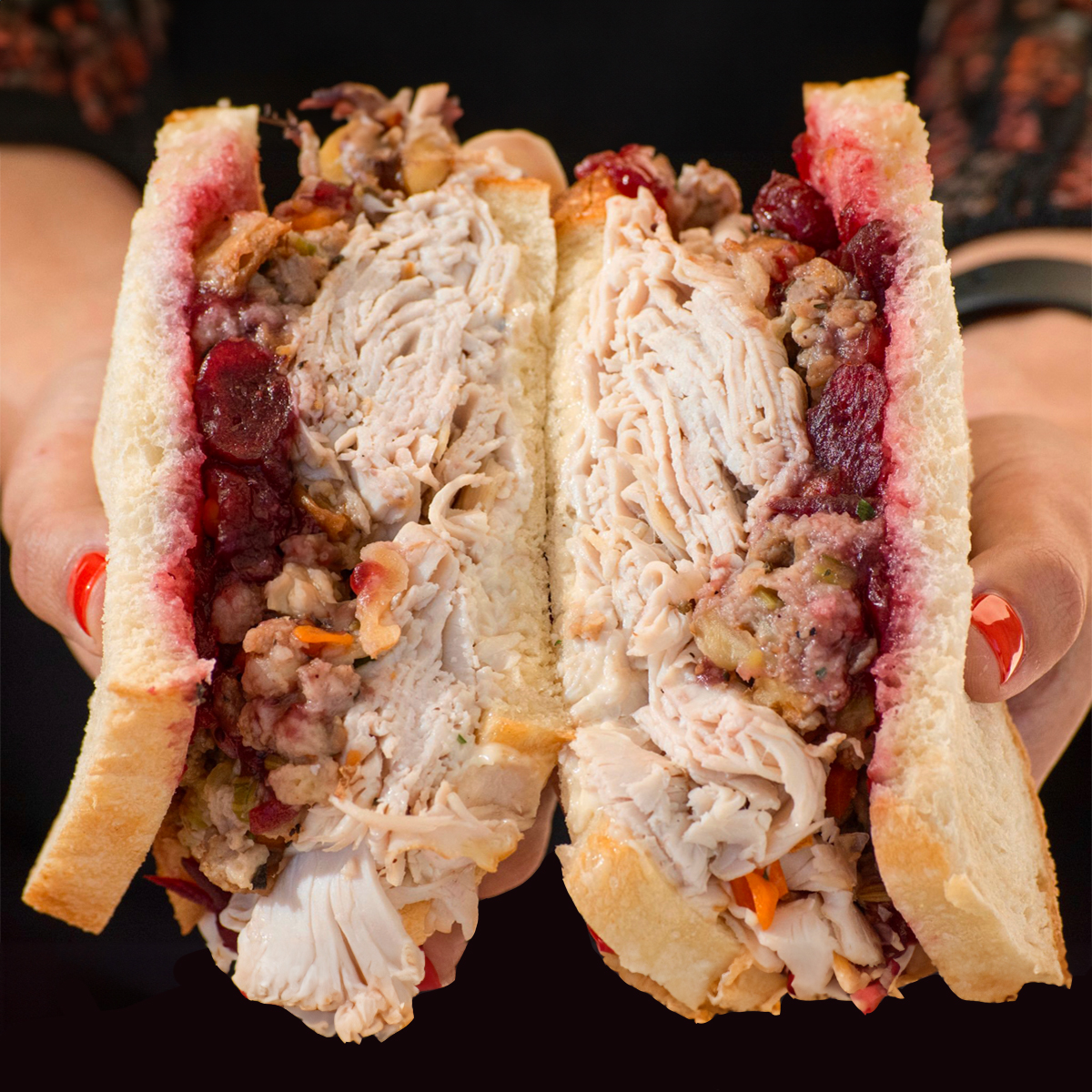 Saturday Sandwich of the Day: Turkey Gobbler: JL Turkey, Herb Stuffing &amp; Cranberry Sauce w/ Mayonnaise on Sliced Italian Pullman