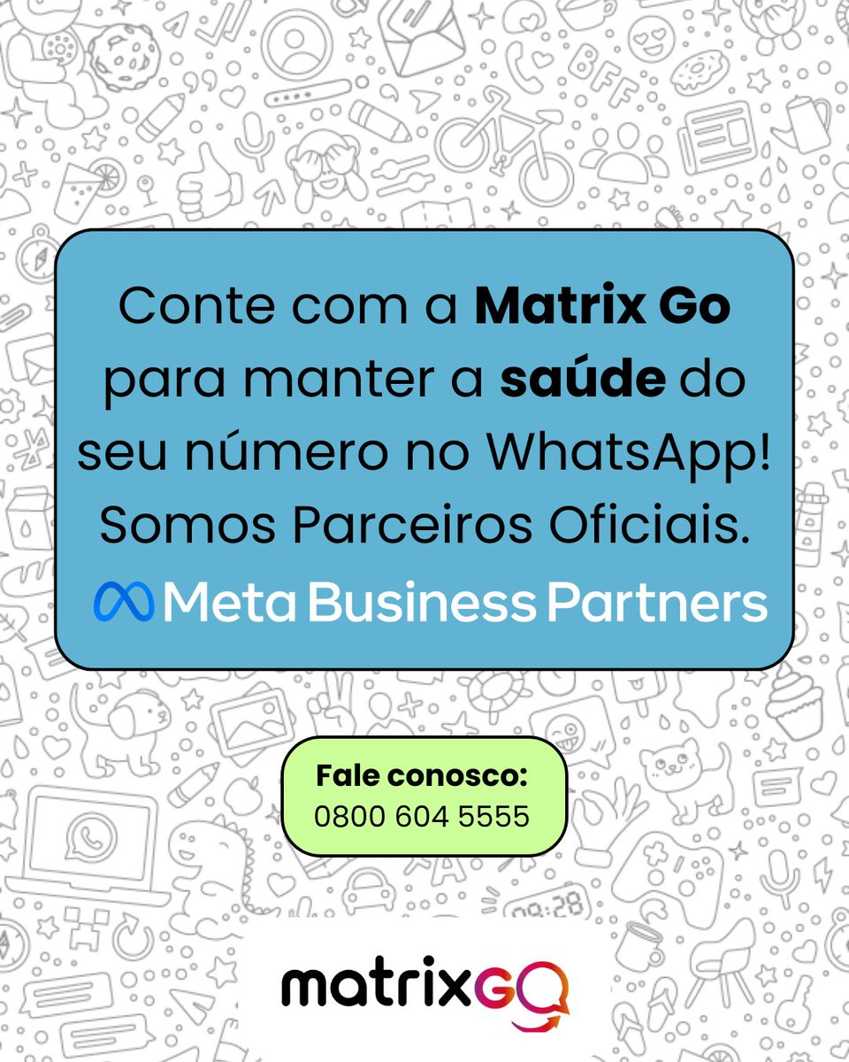 Matrix__go's tweet image. Será que seu Número do WhatsApp está seguro? 📊
Quando ele é sinalizado ou bloqueado pela Meta, a comunicação com seus clientes é interrompida e isso pode afetar diretamente suas vendas.
📲 Fale com nossos especialistas e mantenha sua operação sempre no verde! #WhatsAppBusiness