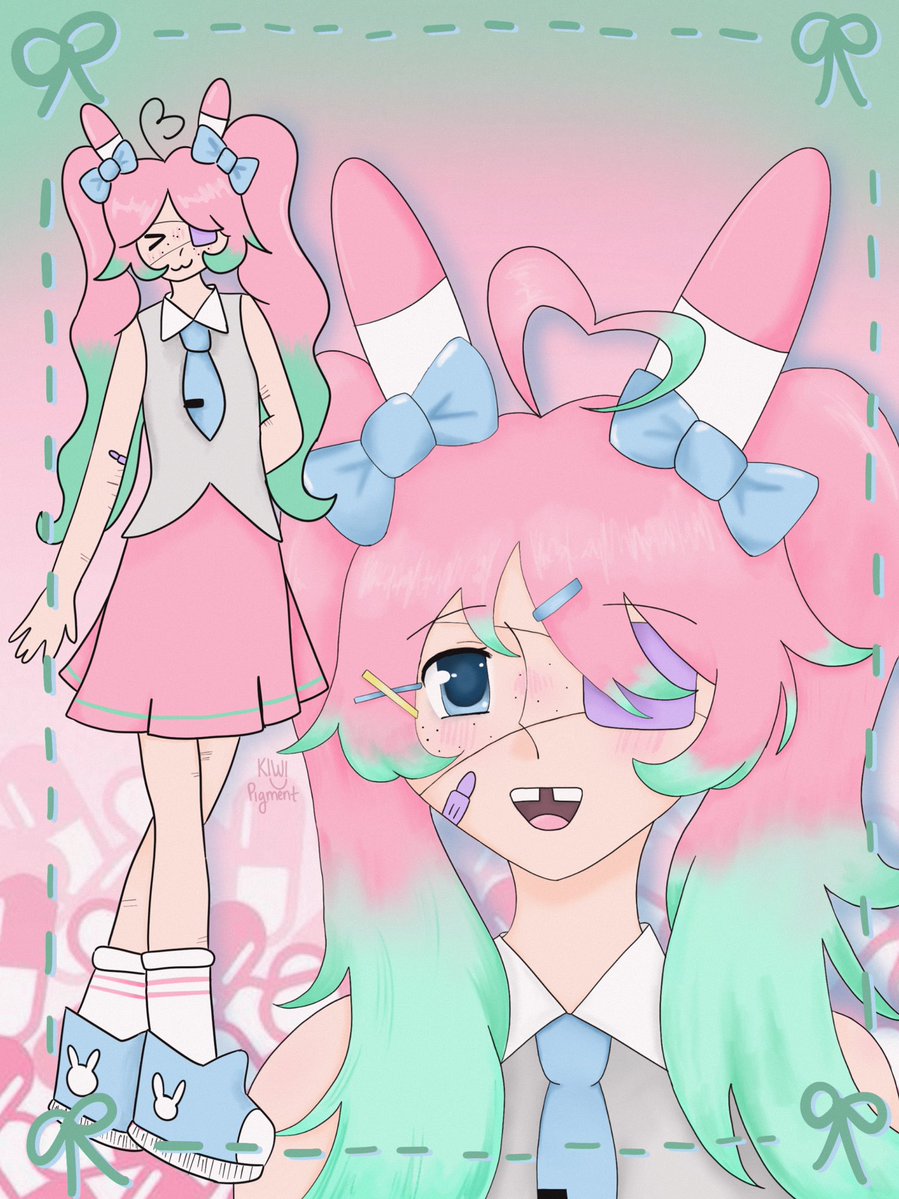 KiwiPigment's tweet image. I’ll go first! Hi I’m kiwi pigment! I am inspired by 2000s Moe anime art and am obsessed with pastel colors!! 
Here’s my VGen account vgen.co/Kiwi_Pigment