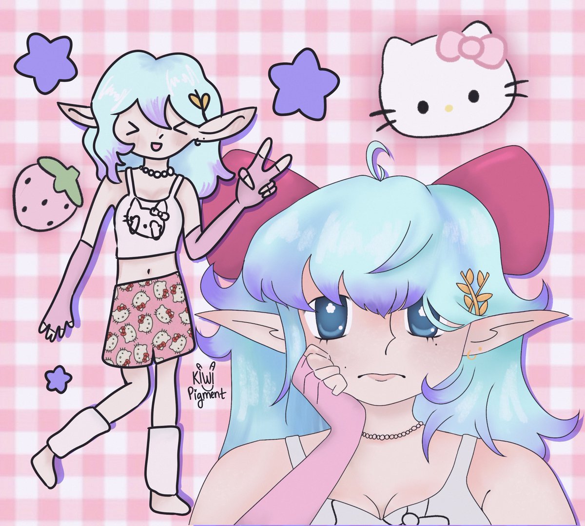 KiwiPigment's tweet image. I’ll go first! Hi I’m kiwi pigment! I am inspired by 2000s Moe anime art and am obsessed with pastel colors!! 
Here’s my VGen account vgen.co/Kiwi_Pigment