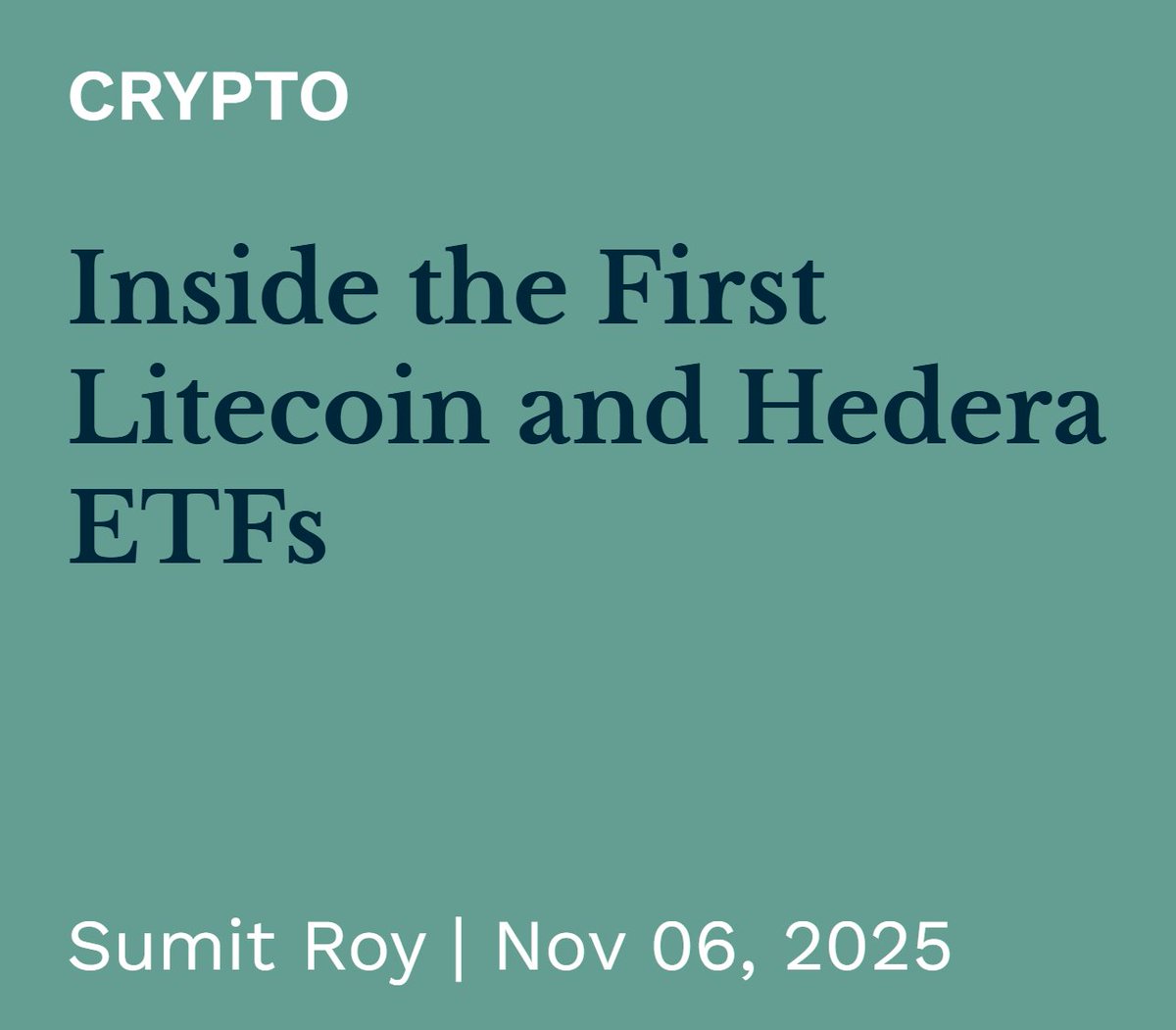 Founder of <a href="/CanaryFunds/">Canary Capital</a>'s <a href="/stevenmcclurg/">Steven McClurg</a> joins Senior ETF Analyst <a href="/sumitroy2/">Sumit Roy</a> to discuss their first-ever ETFs. Canary Litecoin ETF (NASDAQ:LTCC)
etf.com/sections/featu…