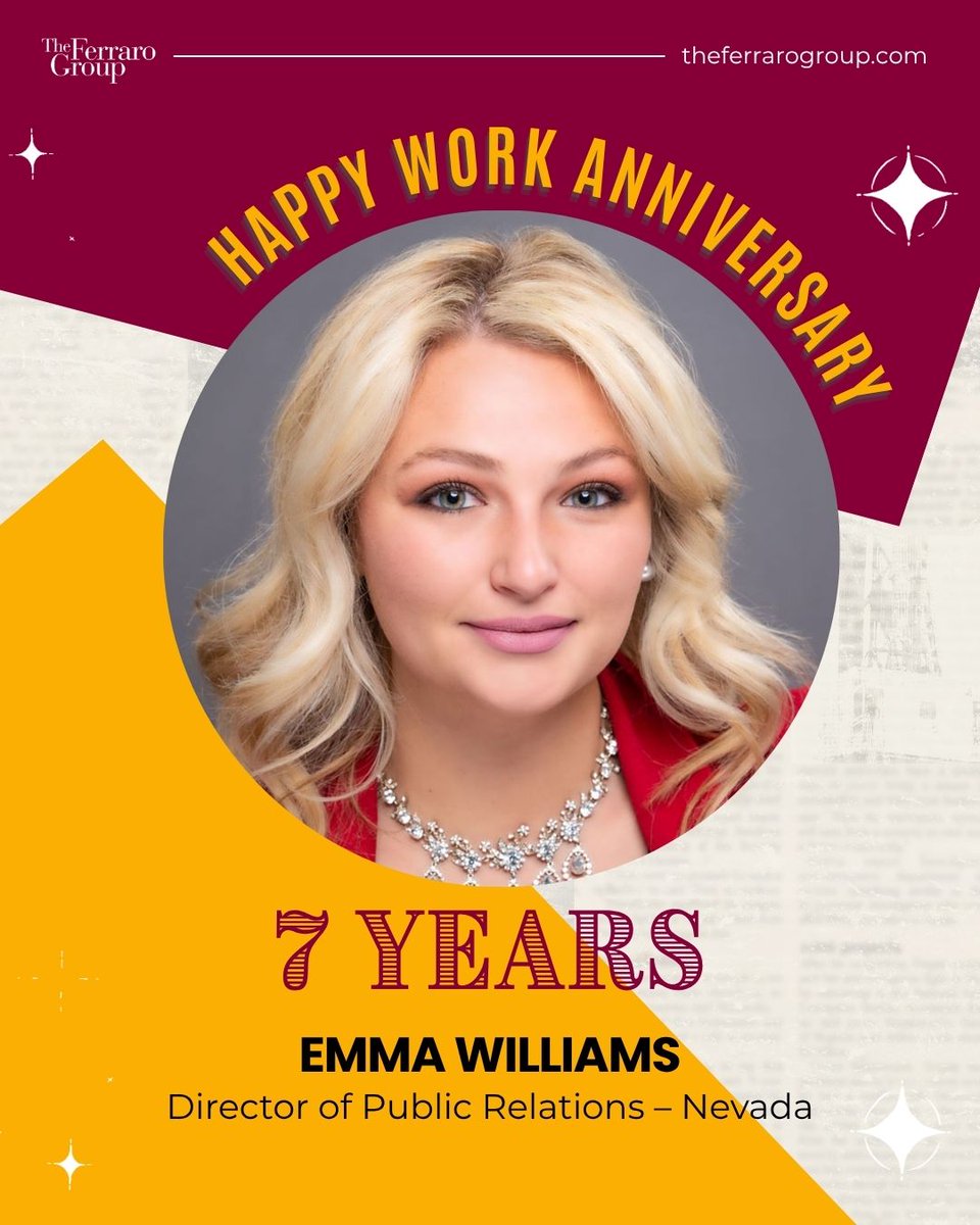 TheFerraroGroup's tweet photo. Happy work anniversary to our amazing Vegas team members! Thank you for your hard work and loyalty. 🥳 https://t.co/ZQ6YDsnPQc