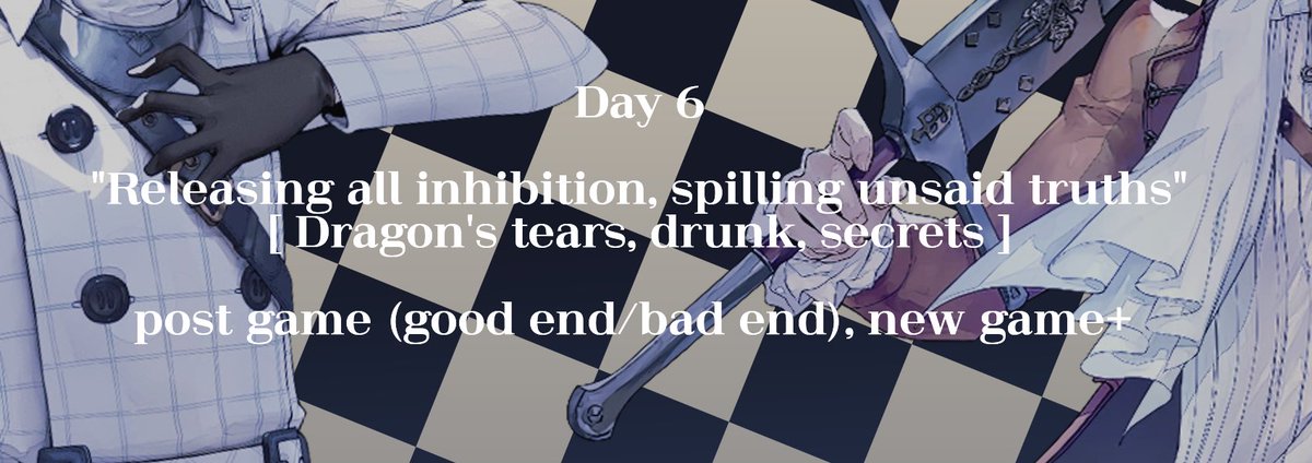 StrowillWeek's tweet photo. Day 6 🩵💛 

"Releasing all inhibition, spilling unsaid truths" 
[ Dragon's tears, drunk, secrets ]

or: 
post game (good end/bad end), new game+ 

#strowillweek2025 https://t.co/T4fsUGRnK5