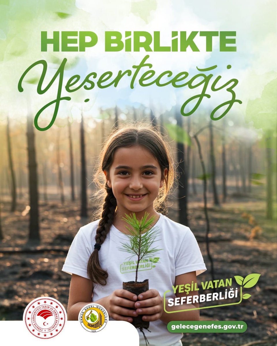 🍃 Bugün diktiğimiz her fidan, yarının nefesidir.

💨 Her yaprakta bir umut, her nefeste bir gelecek!

#YeşilVatanSeferberliği