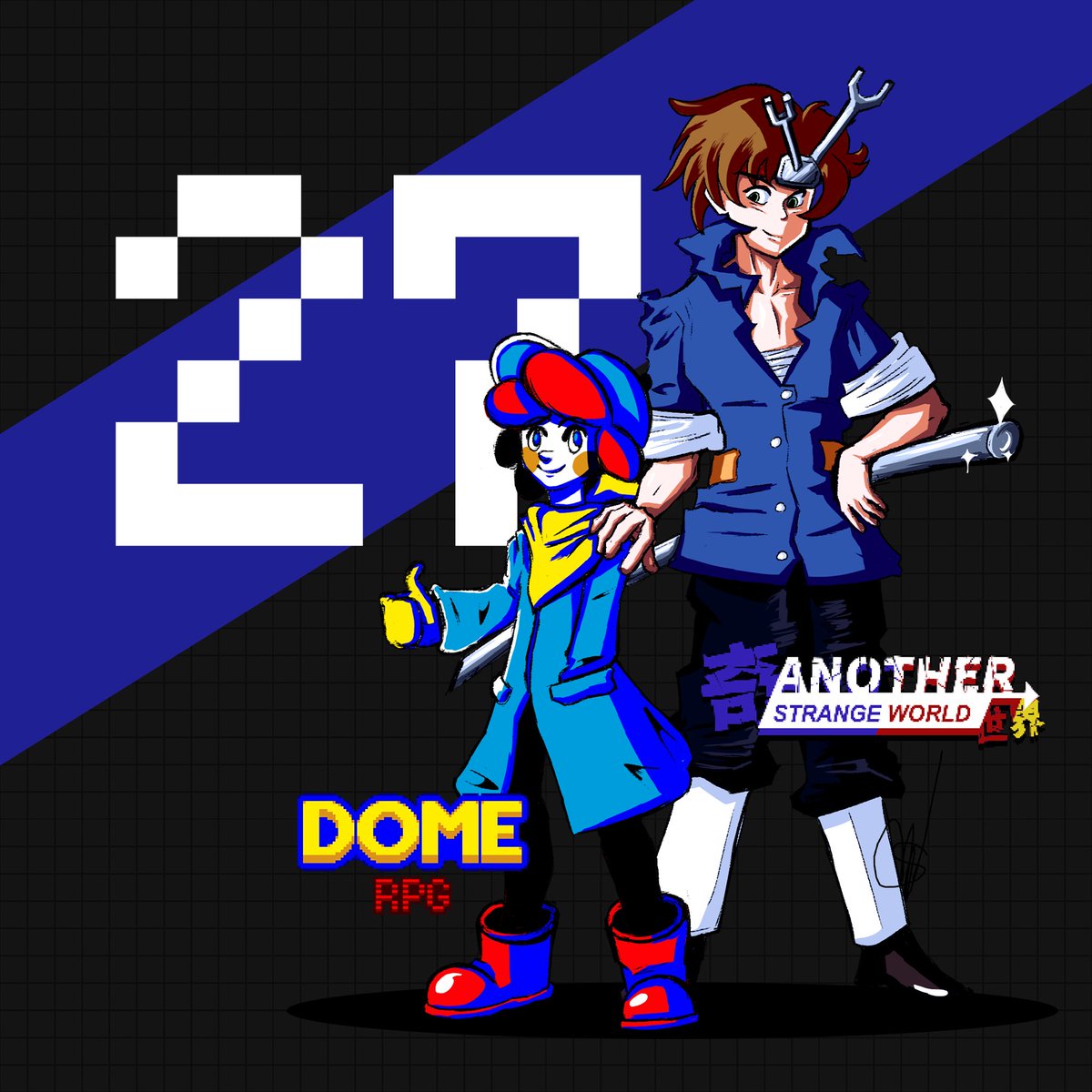 Happy Birthday!✨️ <a href="/MilanPires/">Milan 👁️✖️</a> 
Rooting for your game development! Here's my fanart for Dome RPG 🤡
#gamedev #rpgサバゲー #indiegame