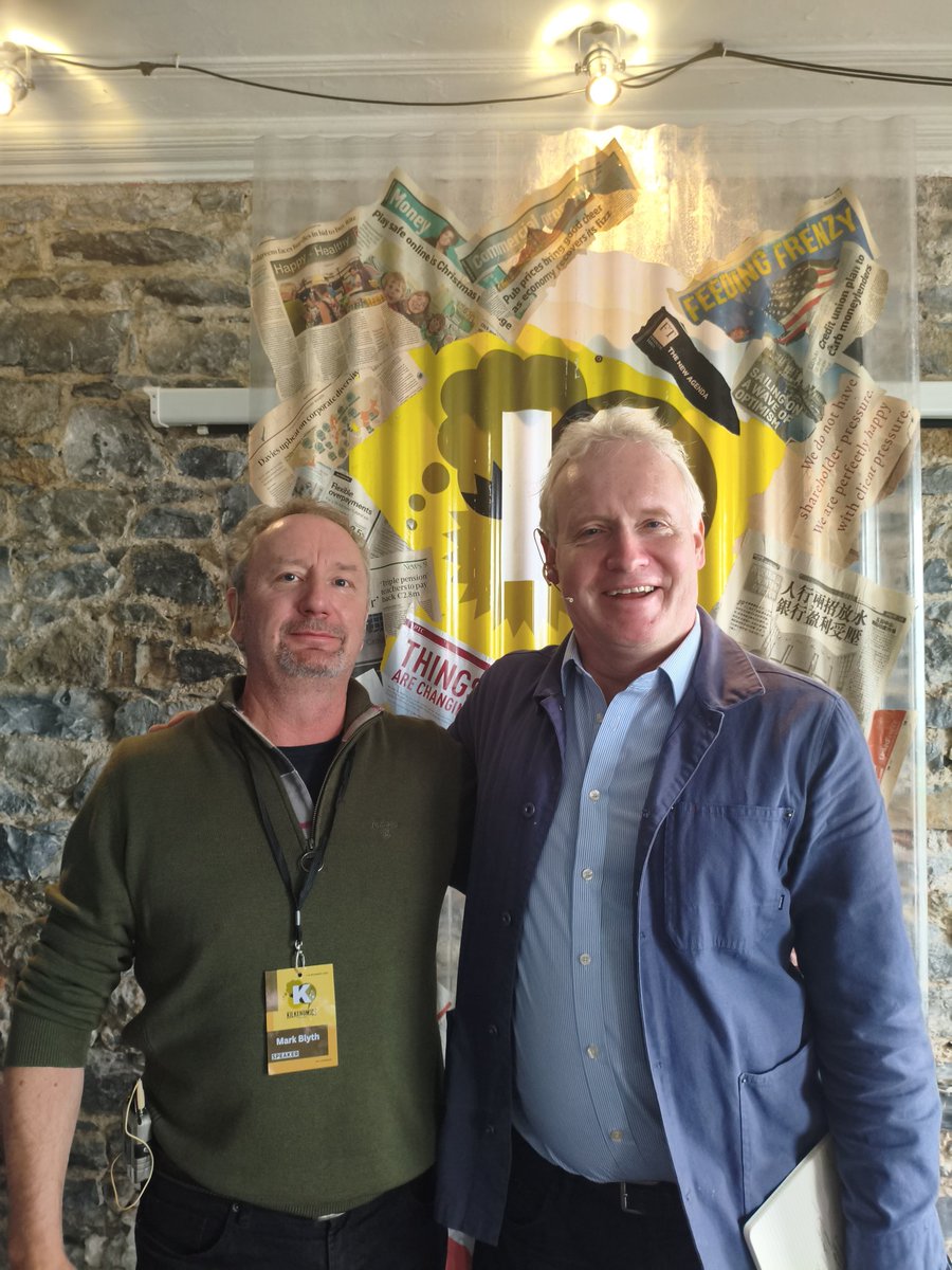 dsquareddigest's tweet image. Fraud at @Kilkenomics! @MkBlyth and me. I stole two people&apos;s phones while making a point about high trust societies, and Mark explained how to make a fortune from a freezer shop long firm fraud.