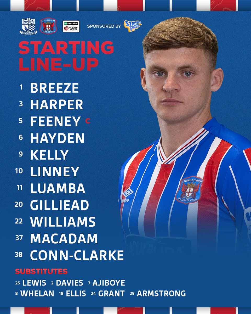 United in Southend - UTB! 💙💪

Team news sponsored by <a href="/StanwixPark/">Stanwix Park</a>.