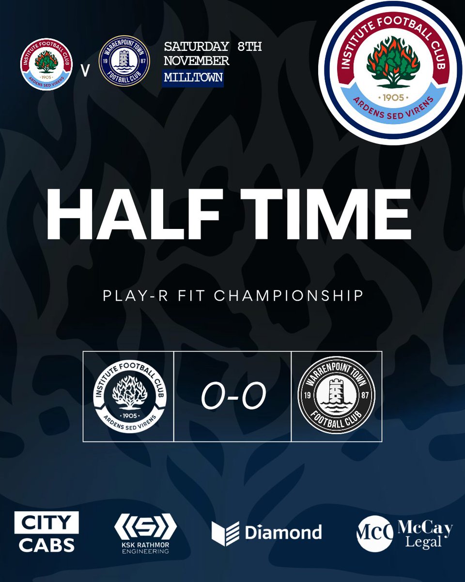 HALF TIME 

INSTITUTE 0-0 WARRENPOINT 

#cmonthestute